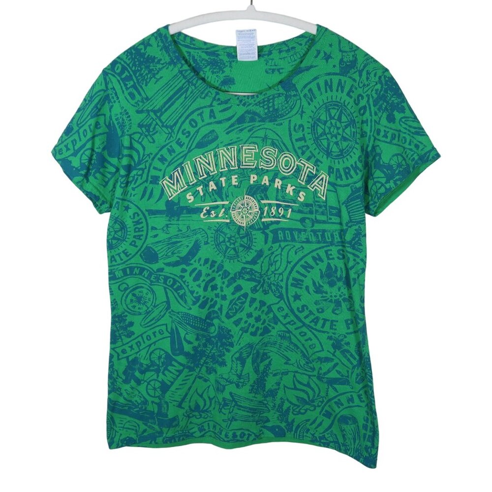 MINNESOTA STATE PARKS Outdoors Hiking Fishing All Over Graphic T Shirt Size M